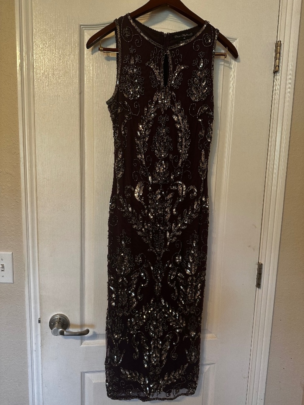 Size 10 Wine Sequined Coctail Dress